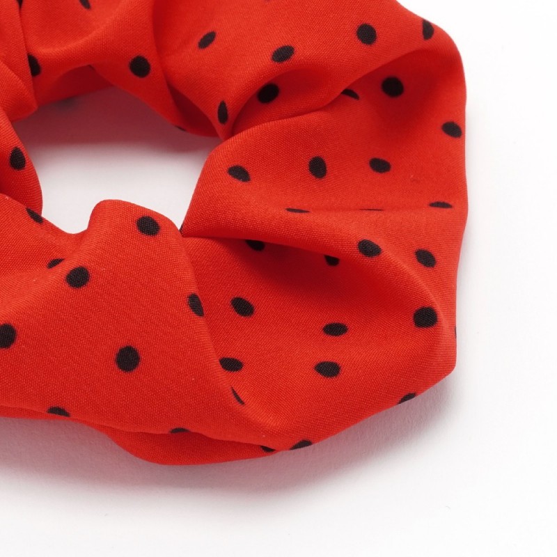 Резинка для волос из софтовой ткани с принтом мелкий горошек 10см (16040)