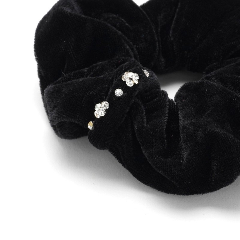 Резинка для волос велюровая со стразами (25340) вариант 01