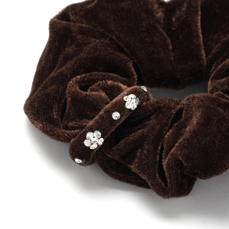 Резинка для волос велюровая со стразами (25340) вариант 02