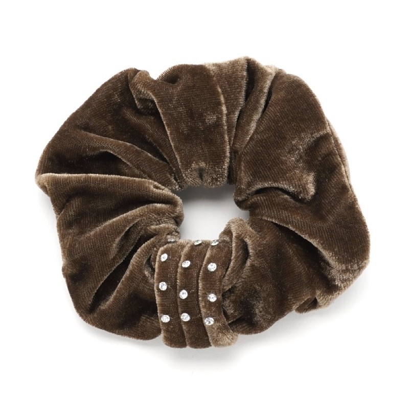 Резинка для волос велюровая со стразами (25341) вариант 02