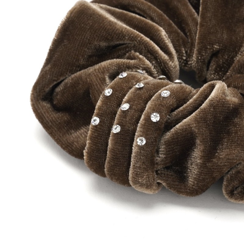 Резинка для волос велюровая со стразами (25341) вариант 02