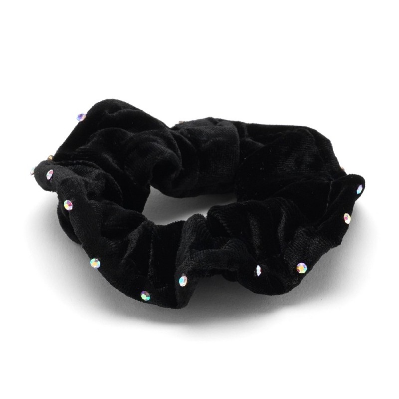 Резинка для волос велюровая с хамелеоновыми стразами (25347) вариант 01