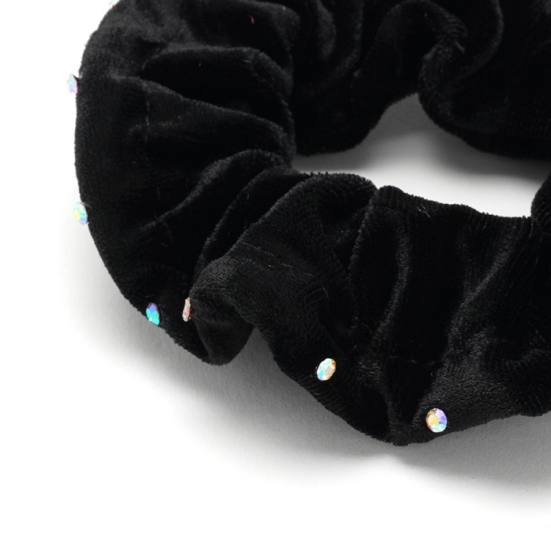 Резинка для волос велюровая с хамелеоновыми стразами (25347) вариант 01