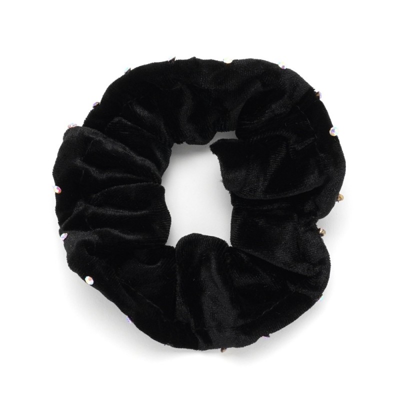 Резинка для волос велюровая с хамелеоновыми стразами (25347) вариант 01