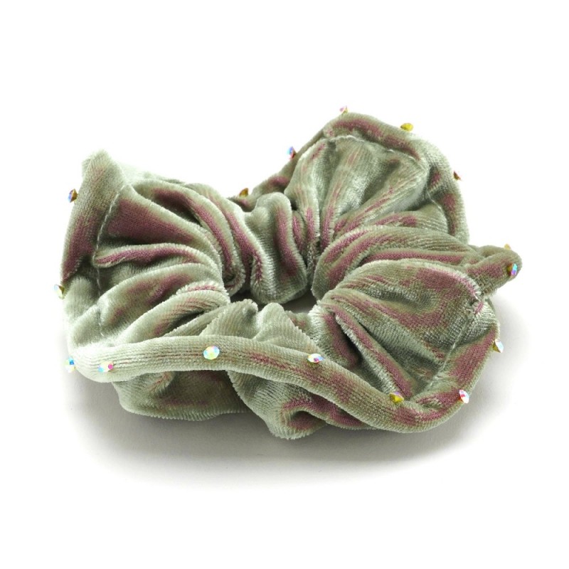 Резинка для волос велюровая с хамелеоновыми стразами (25347) вариант 10