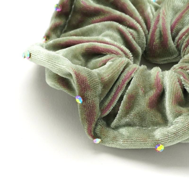 Резинка для волос велюровая с хамелеоновыми стразами (25347) вариант 10