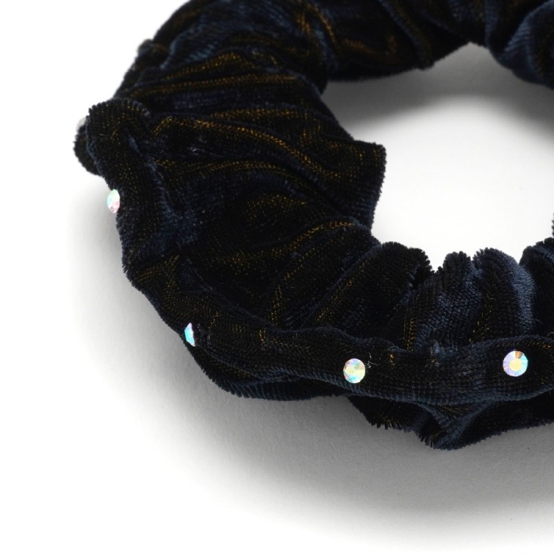 Резинка для волос велюровая с хамелеоновыми стразами (25347) вариант 02