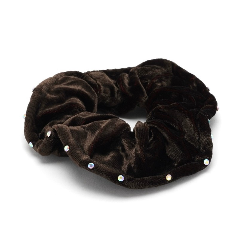 Резинка для волос велюровая с хамелеоновыми стразами (25347) вариант 03