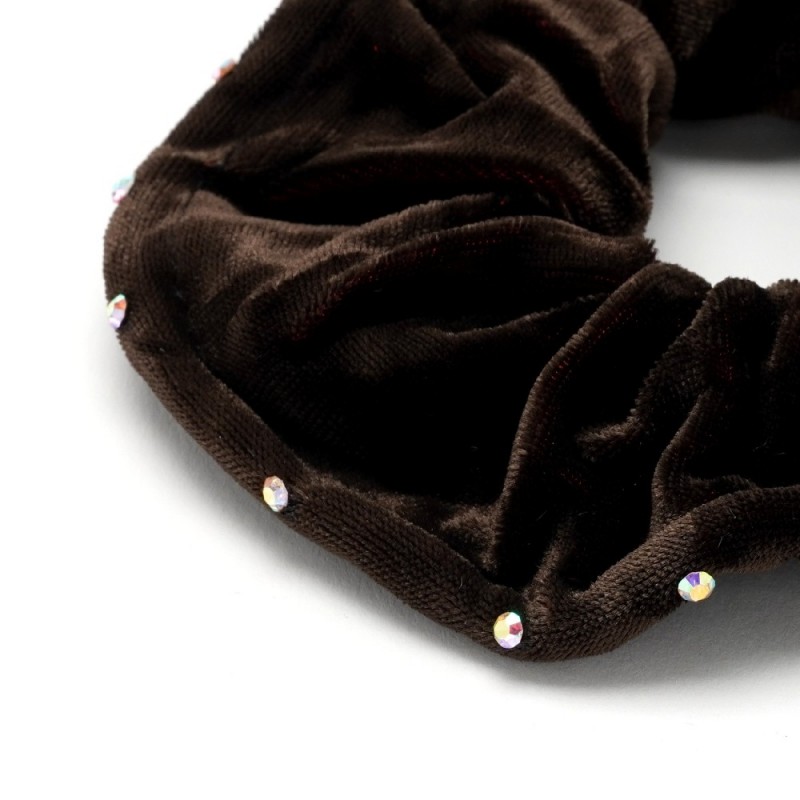 Резинка для волос велюровая с хамелеоновыми стразами (25347) вариант 03