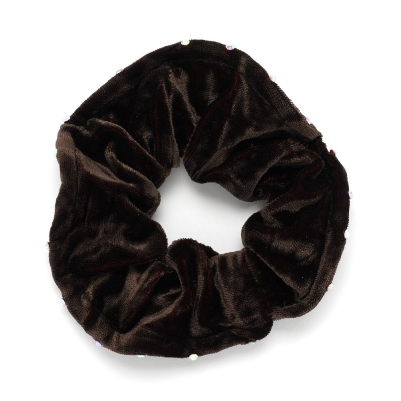 Резинка для волос велюровая с хамелеоновыми стразами (25347) вариант 03