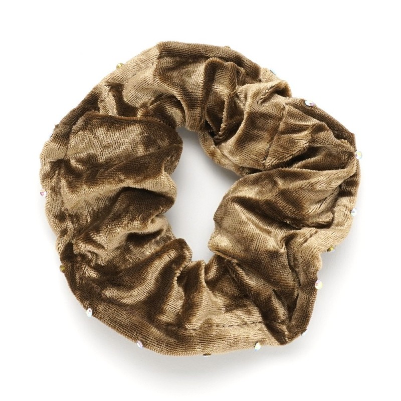 Резинка для волос велюровая с хамелеоновыми стразами (25347) вариант 04