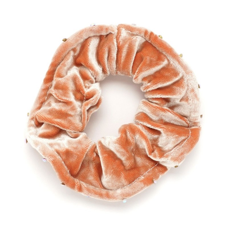 Резинка для волос велюровая с хамелеоновыми стразами (25347) вариант 05