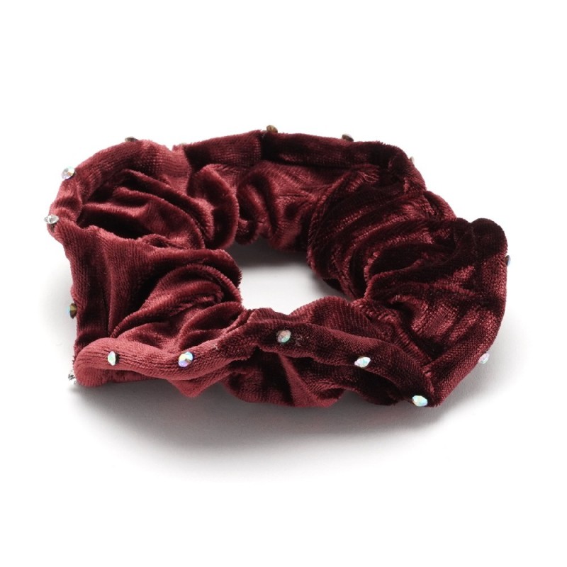 Резинка для волос велюровая с хамелеоновыми стразами (25347) вариант 06