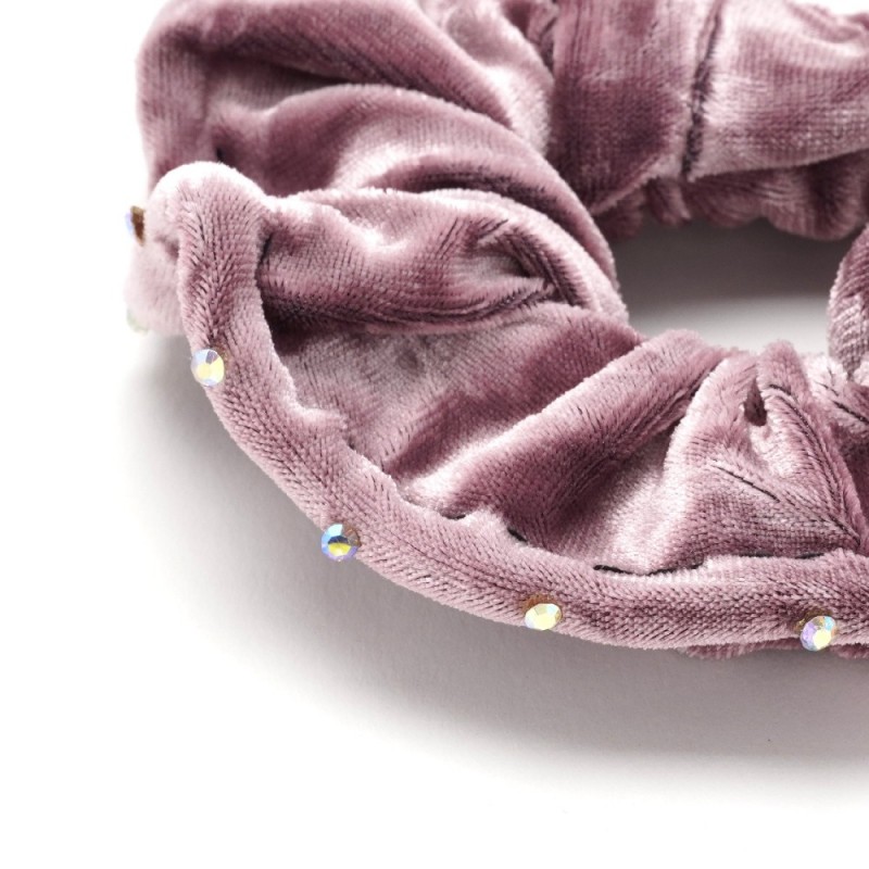 Резинка для волос велюровая с хамелеоновыми стразами (25347) вариант 07