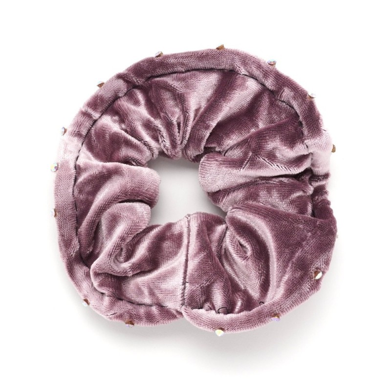 Резинка для волос велюровая с хамелеоновыми стразами (25347) вариант 07