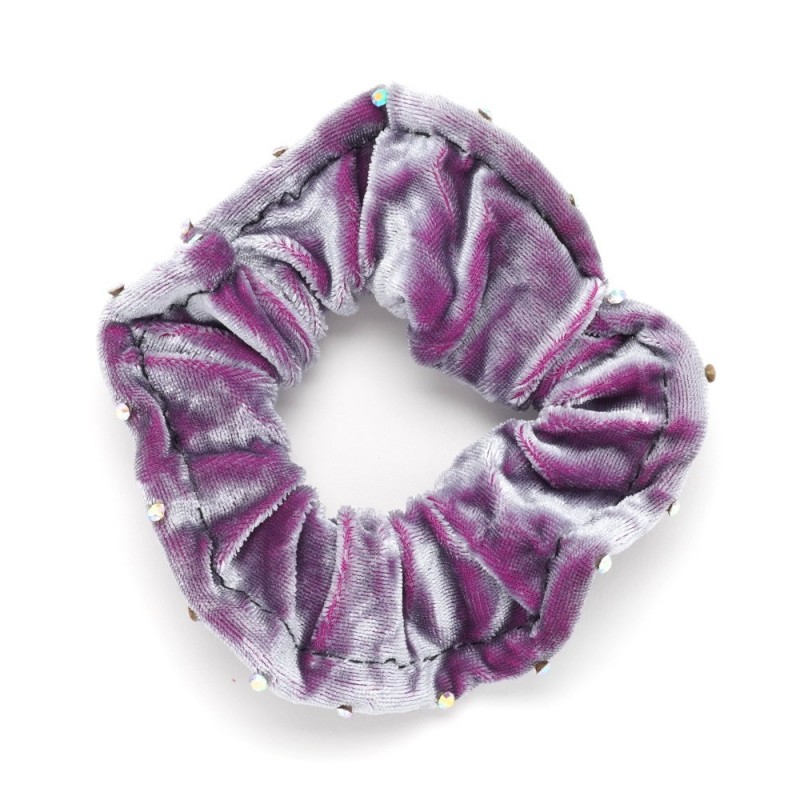 Резинка для волос велюровая с хамелеоновыми стразами (25347) вариант 08