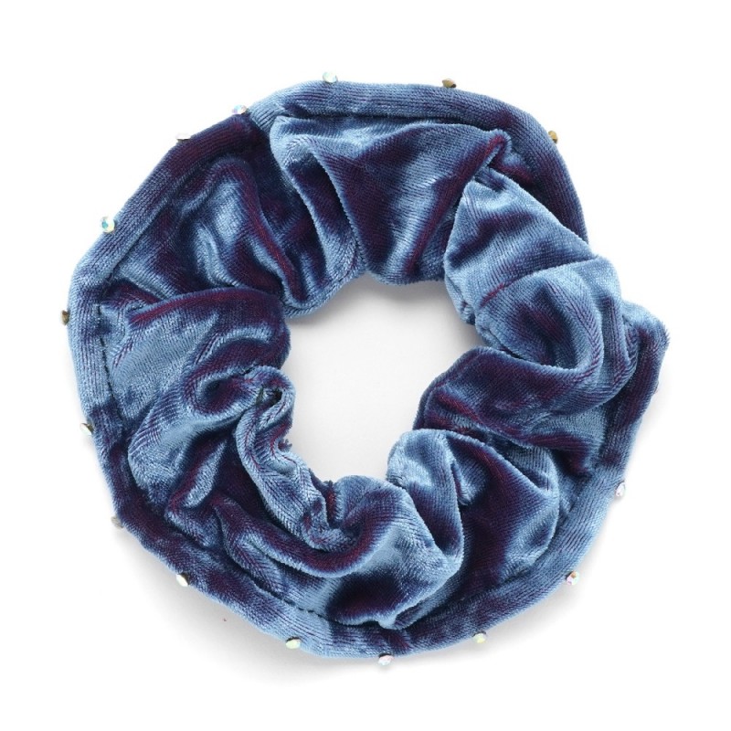 Резинка для волос велюровая с хамелеоновыми стразами (25347) вариант 09