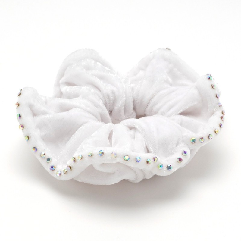 Резинка для волос велюровая с хамелеоновыми стразами (25392) вариант 01