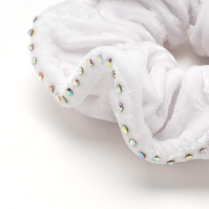 Резинка для волос велюровая с хамелеоновыми стразами (25392) вариант 01