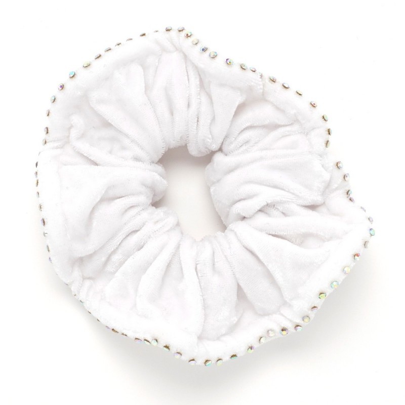 Резинка для волос велюровая с хамелеоновыми стразами (25392) вариант 01