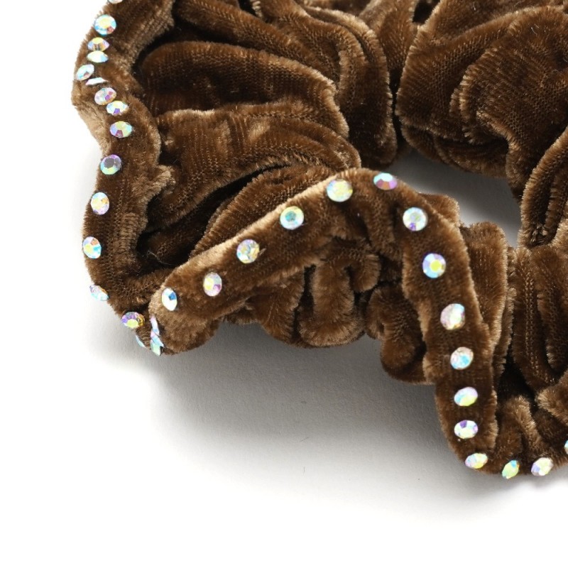 Резинка для волос велюровая с хамелеоновыми стразами (25392) вариант 10