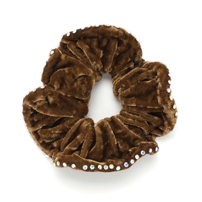 Резинка для волос велюровая с хамелеоновыми стразами (25392) вариант 10