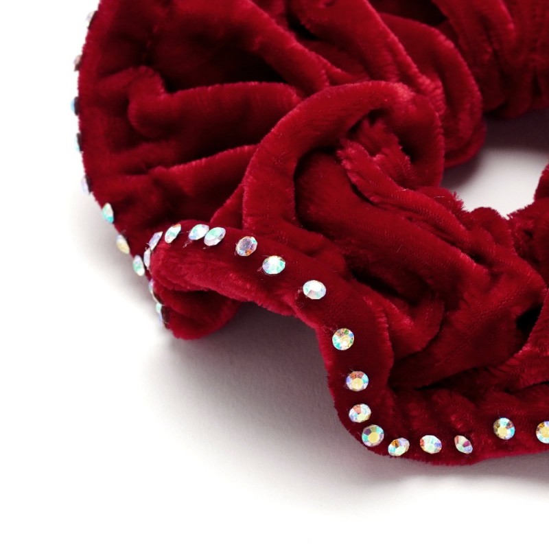 Резинка для волос велюровая с хамелеоновыми стразами (25392) вариант 11