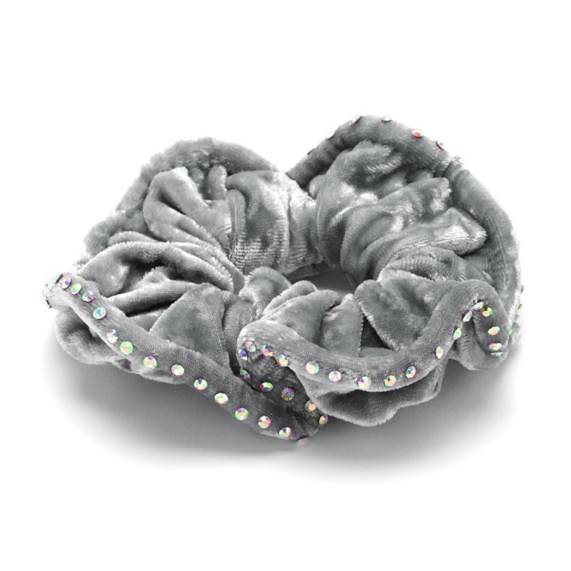 Резинка для волос велюровая с хамелеоновыми стразами (25392) вариант 02