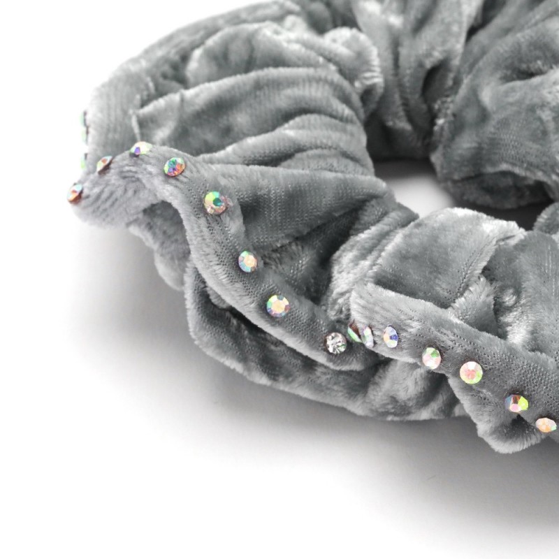 Резинка для волос велюровая с хамелеоновыми стразами (25392) вариант 02