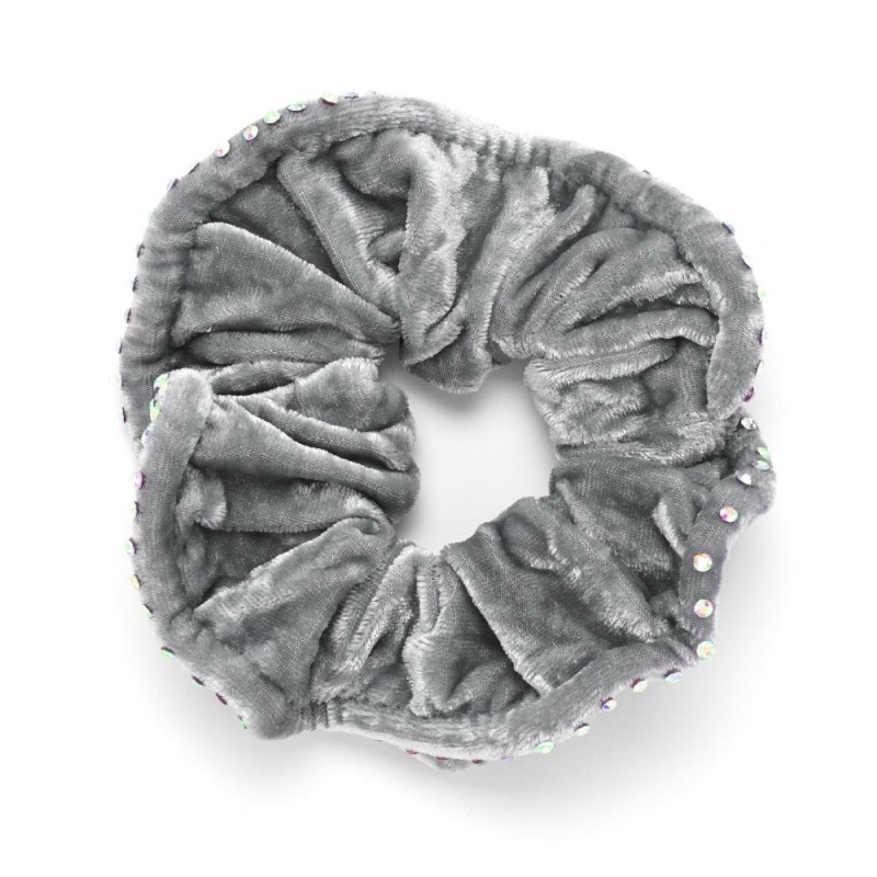 Резинка для волос велюровая с хамелеоновыми стразами (25392) вариант 02