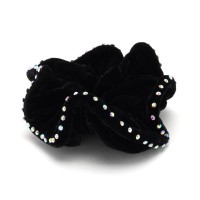 Резинка для волос велюровая с хамелеоновыми стразами (25392) вариант 03