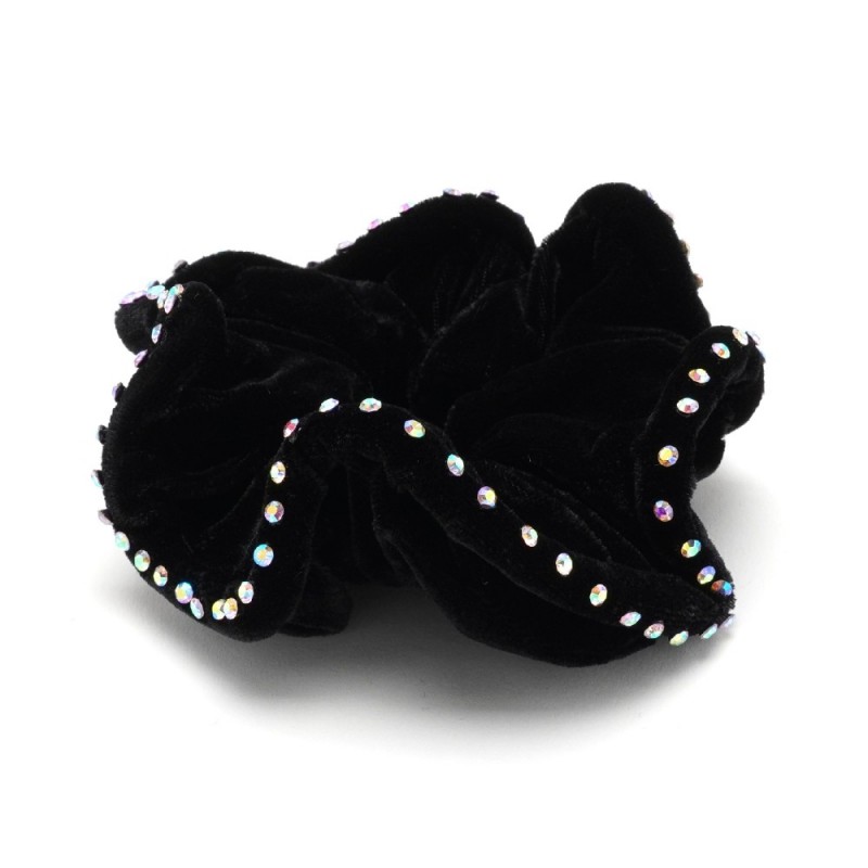 Резинка для волос велюровая с хамелеоновыми стразами (25392) вариант 03