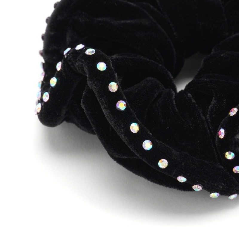 Резинка для волос велюровая с хамелеоновыми стразами (25392) вариант 03
