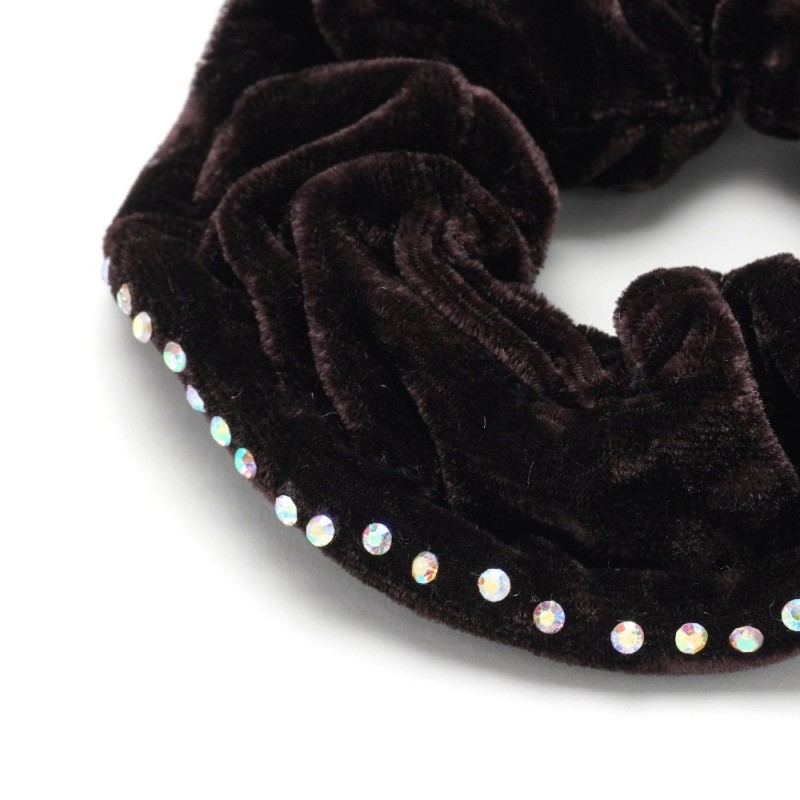 Резинка для волос велюровая с хамелеоновыми стразами (25392) вариант 05