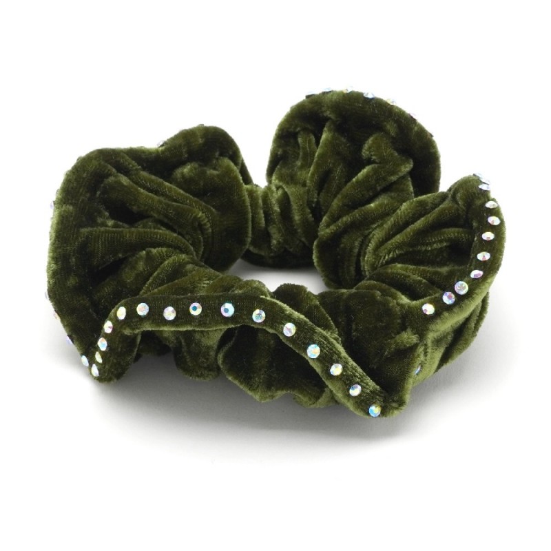 Резинка для волос велюровая с хамелеоновыми стразами (25392) вариант 09