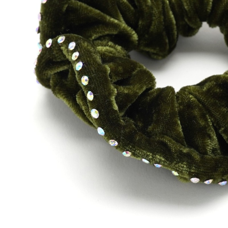 Резинка для волос велюровая с хамелеоновыми стразами (25392) вариант 09