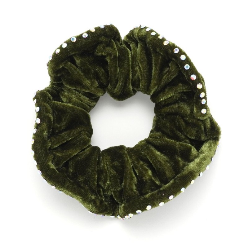 Резинка для волос велюровая с хамелеоновыми стразами (25392) вариант 09