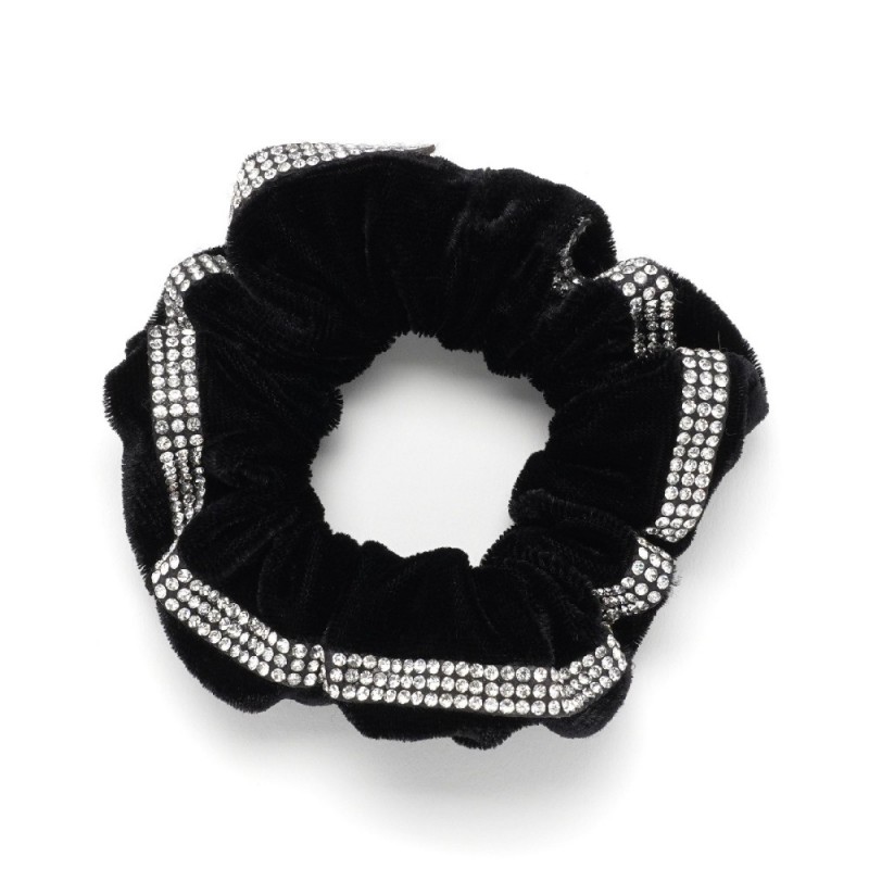 Резинка для волос велюровая со стразами (25393) вариант 01