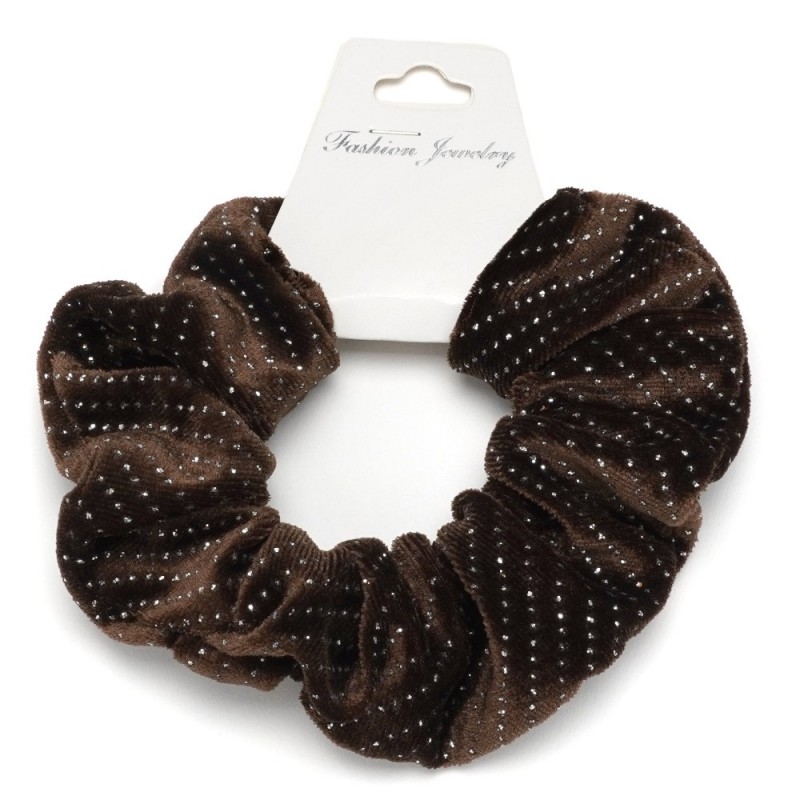 Резинка для волос велюровая с блёстками (26299) вариант 02