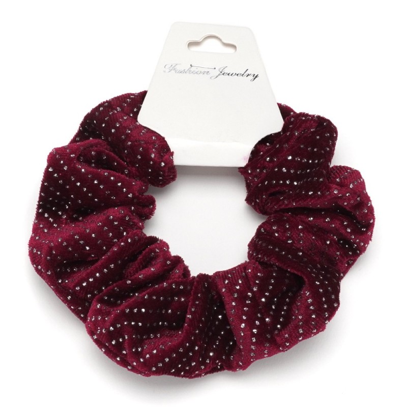 Резинка для волос велюровая с блёстками (26299) вариант 03