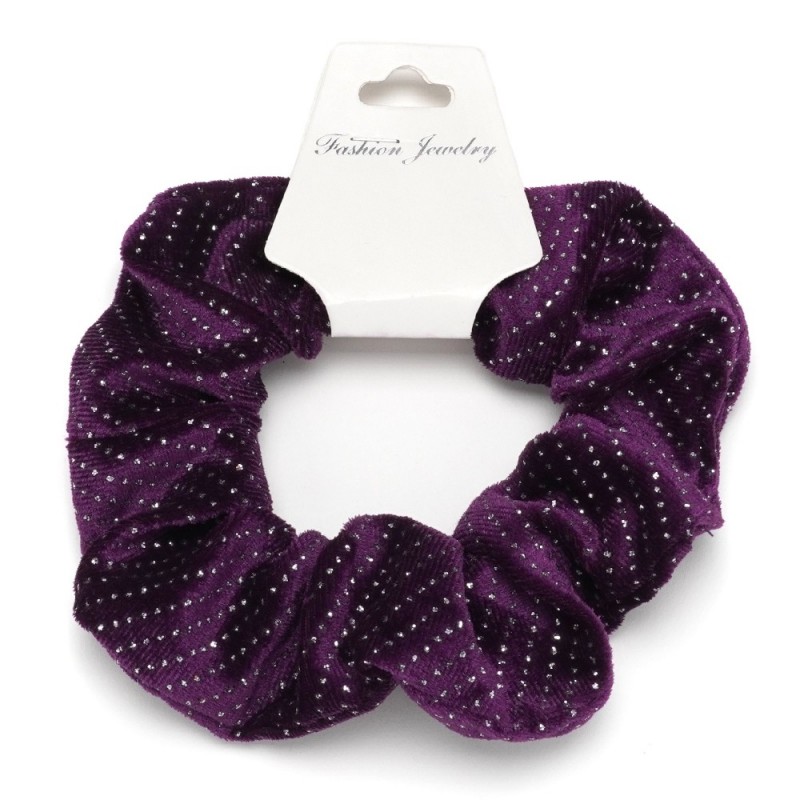 Резинка для волос велюровая с блёстками (26299) вариант 04