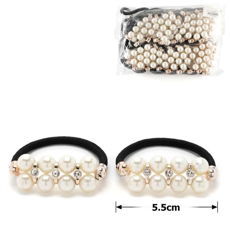 Набор резинок для волос с бусинами молочного цвета (11539)