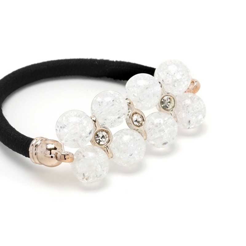 Набор резинок для волос с прозрачными белыми бусинами (12963)