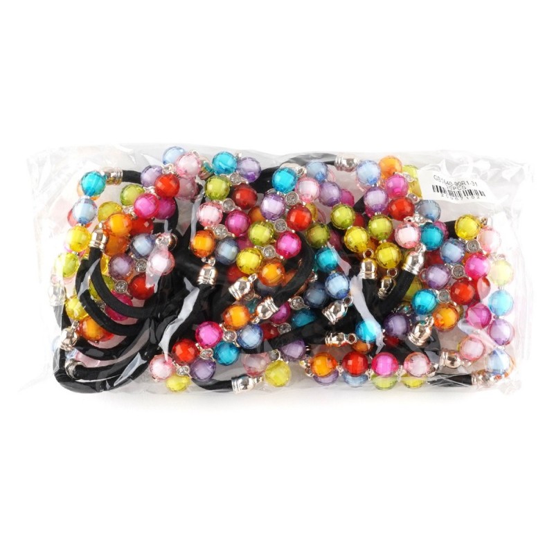 Набор резинок для волос с прозрачными цветными бусинами (13815)