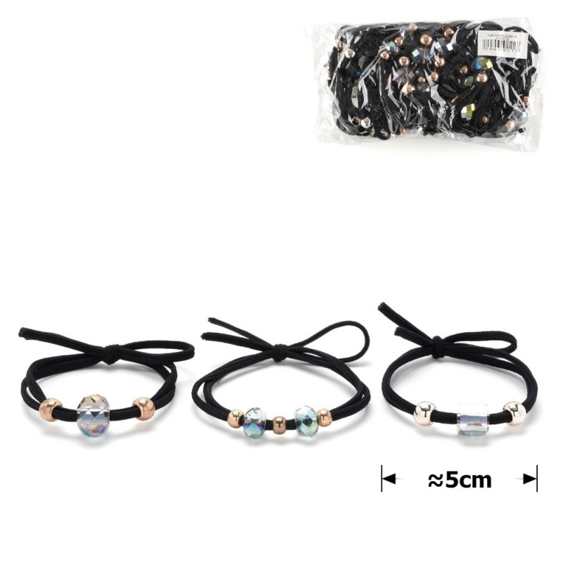 Набор двойных резинок для волос со стеклянными камнями (15031)