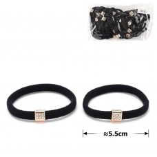 Набор резинок для волос из микрофибры со стразами черные (15202)