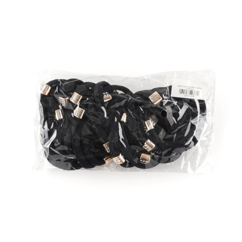 Набор резинок для волос из микрофибры со стразами черные (15202)