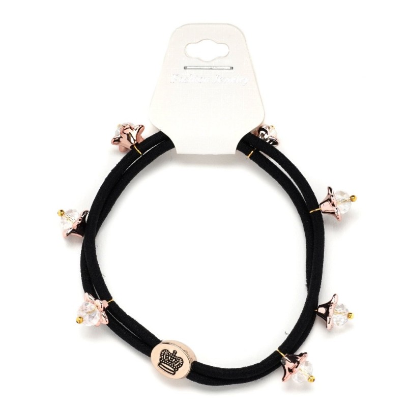 Резинка для волос двойная со стразами (25566) вариант 01