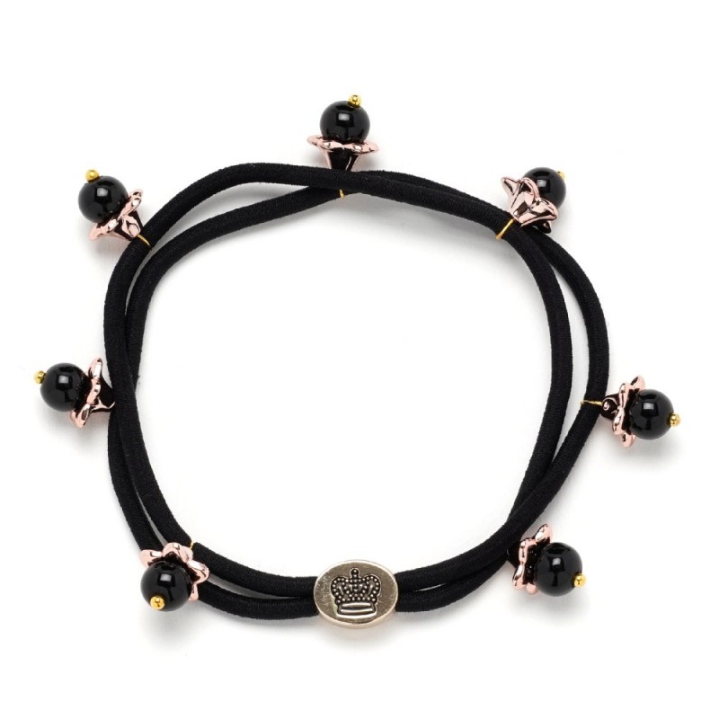 Резинка для волос двойная с бусинками (25567) вариант 01