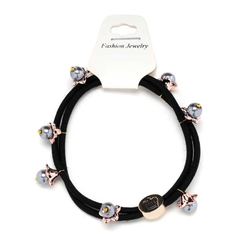 Резинка для волос двойная с бусинками (25567) вариант 02